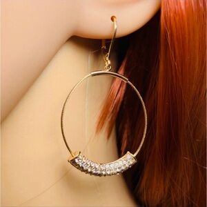 Nine West Gold Crystal Circle Drop Earrings